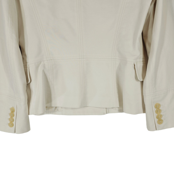 Calvin Klein Double Breasted Pea Coat sz 6 Women Ivory Cream Cotton Lined Jacket - Picture 9 of 12